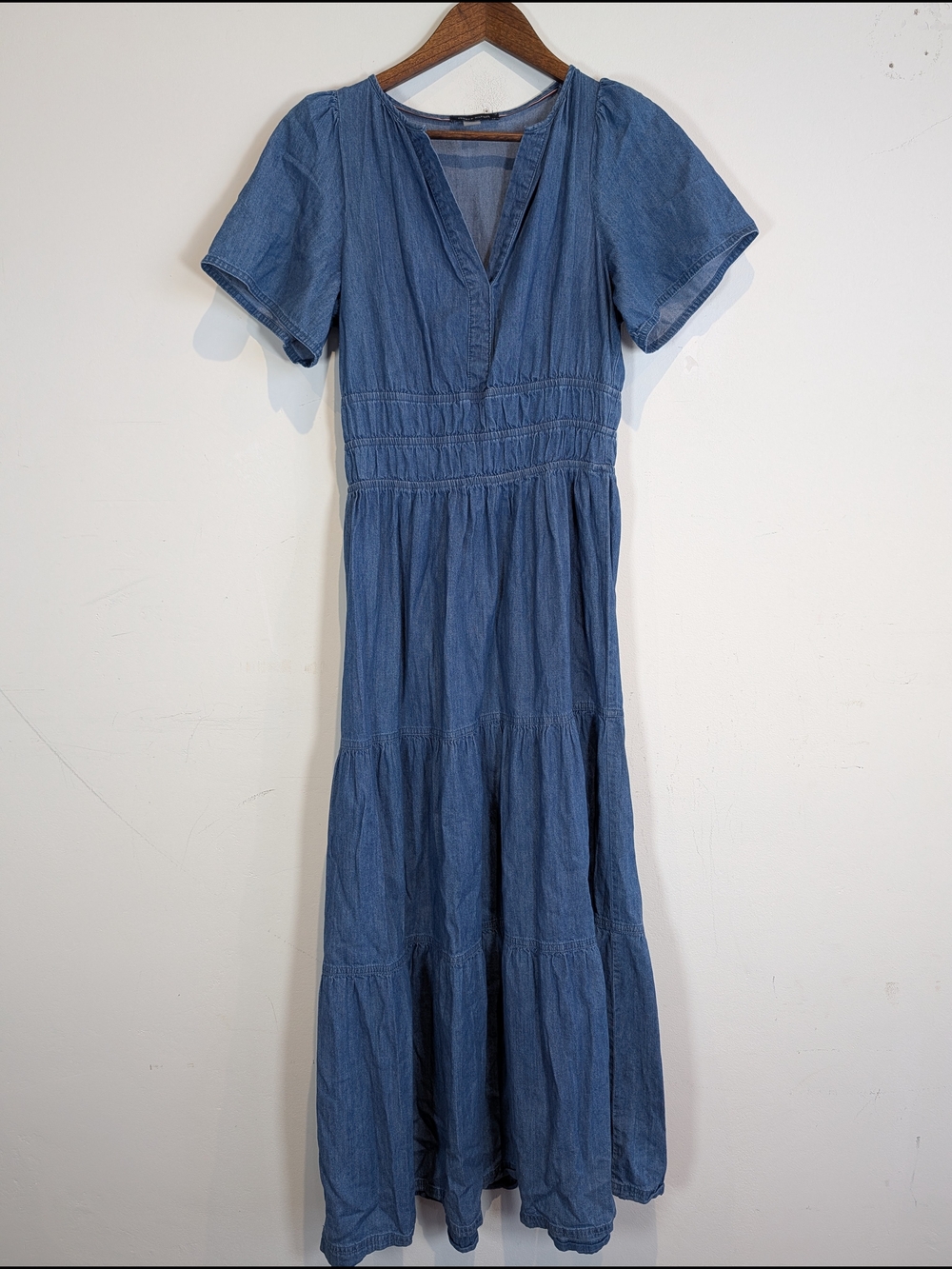 Tommy Hilfiger Blue Denim Tiered Maxi Dress, Size 2